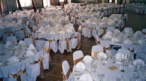 Gold can mix with blue for large events